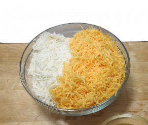 Mix the cheeses with the Tapioca flour